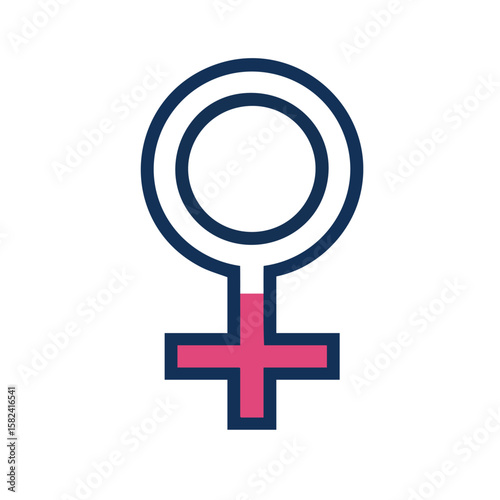 Minimalist Female Gender Symbol Vector on White Background – Feminism Icon Design