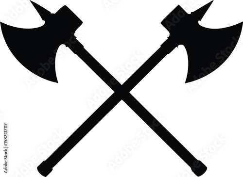  Two axe silhouette vector, axe icon illustration