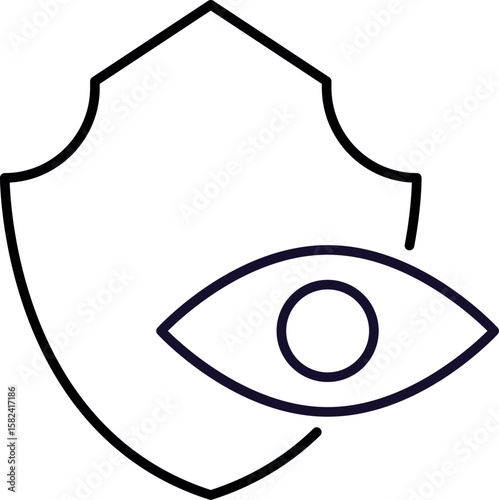 Eye with Shield Minimalistic Linear Pictogram for Web and Graphic Design, Apps, Banners, Social Network and Cards