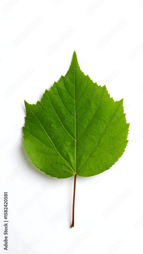 Fototapeta premium Vibrant green leaf, isolated on white