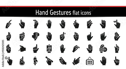 Hand Gestures Flat Icons Collection: Communication, Interaction & Emotion