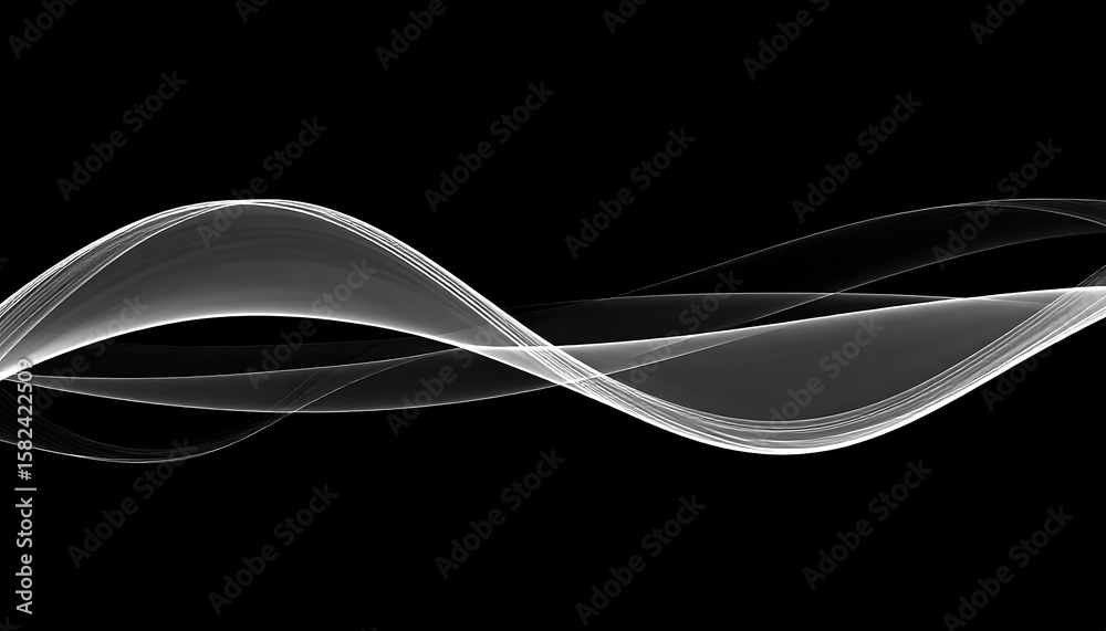 Obraz premium Abstract flowing white lines on black background (3)