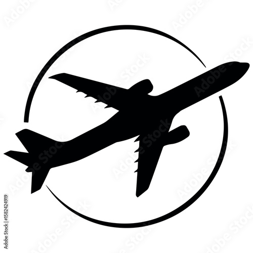 Airplane travel flight aviation silhouette vector illustration for tourism and transportation design vector