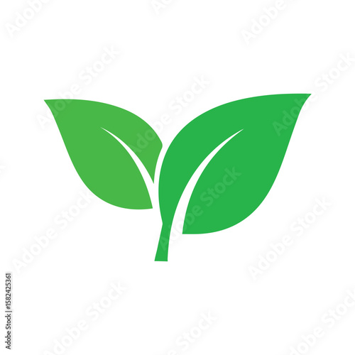 Green Leaf Ecology Vector Icon - Nature & Environment Symbol on a white background