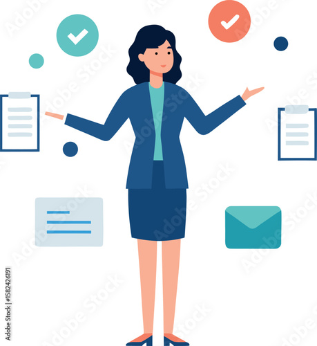 Businesswoman Giving Instructions To Virtual Team