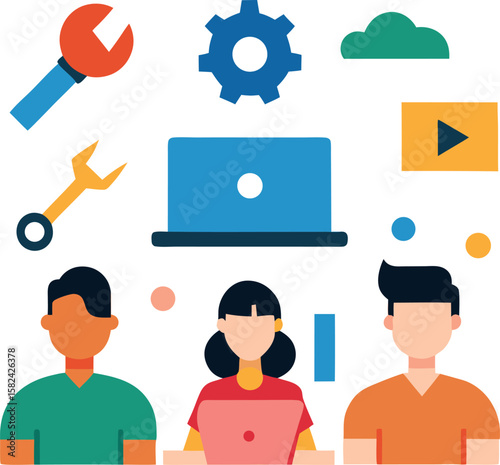 Corporate Training Illustration Employees Attending