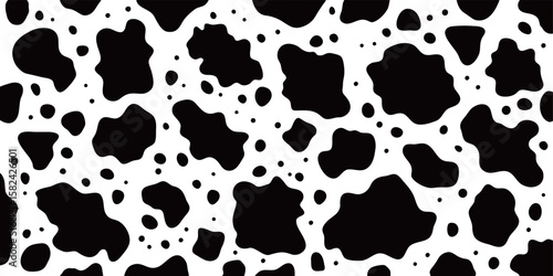 シームレスな白黒の牛柄背景イラスト