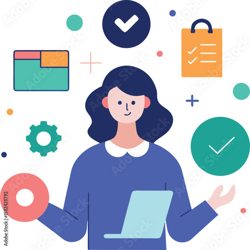 Flat Illustration Of Productivity Planning Session