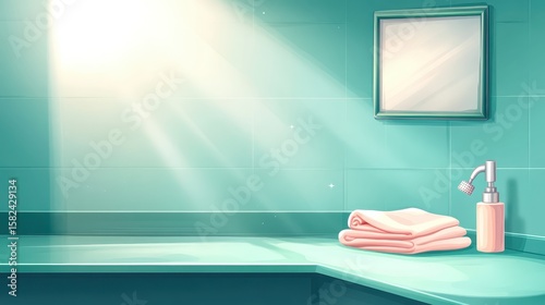 Bright and Clean Bathroom with Soft Towels and Gentle Lighting