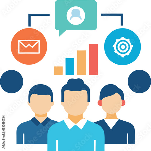 Marketing Team Discussion Social Media Icons