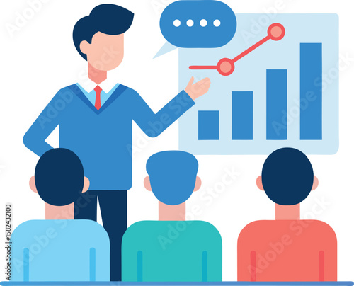 Sales Strategy Meeting Leader Presenting Growth Metrics