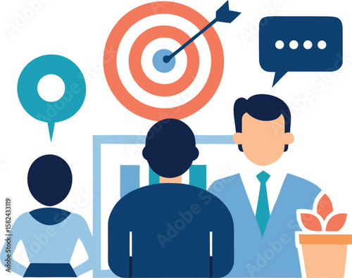 Team Leadership Meeting Boss Presenting Targets