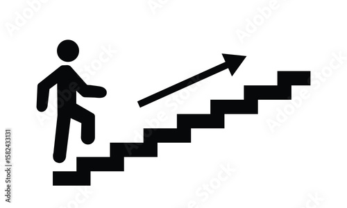 Stairs icon vector, Down Stairs. Downstairs icon sign. Walking down staircase or stairs sign flat vector icon, Downstairs icon isolated sign symbol vector. EPS 10 . 