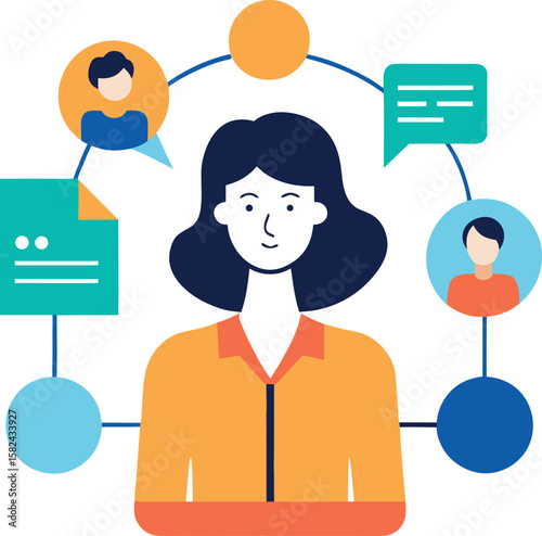 Woman Leading Cross Department Collaboration Data Charts