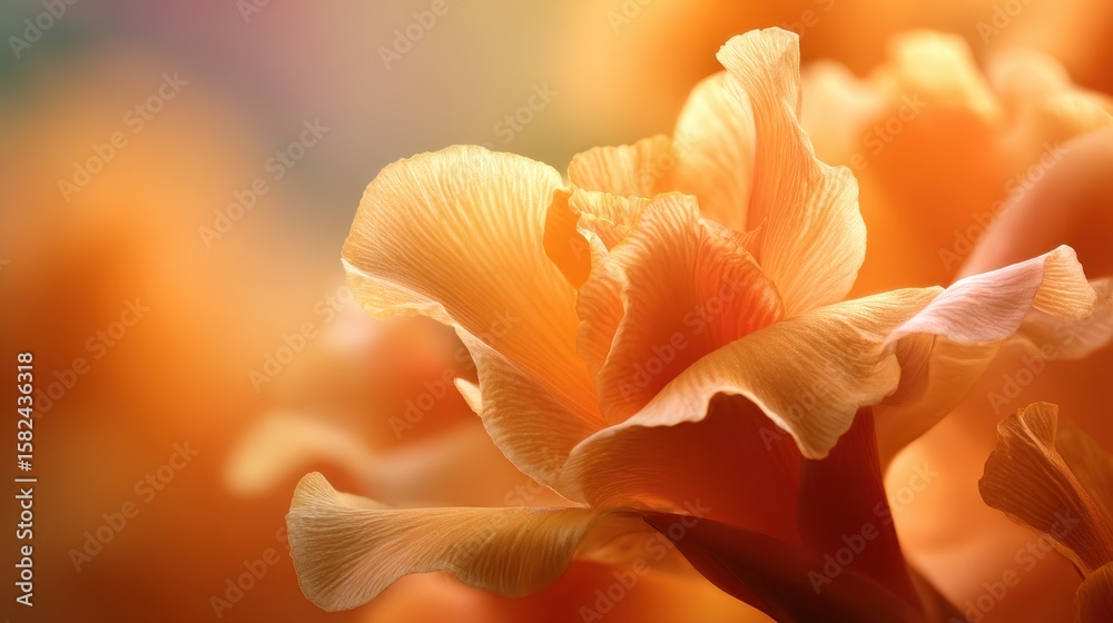 Fototapeta premium Delicate orange flower bloom nature scene close-up photography soft focus natural beauty
