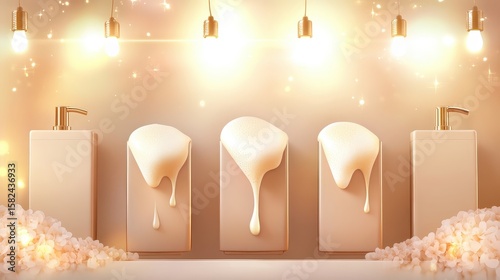 Elegant Bath Products with Creamy Texture and Soft Lighting