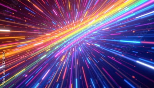 a modern dynamic lgbt pride background featuring kinetic rainbow lines, featuring futuristic lighting effects, ideal for pride themed web banners.