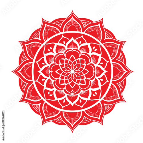Black Mandala Silhouette with Bold Outline – Intricate Geometric Vector Design