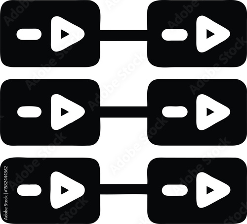 Playback interface diagram visual icon black and white