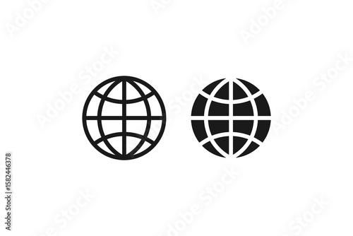 globe icon line and flat design