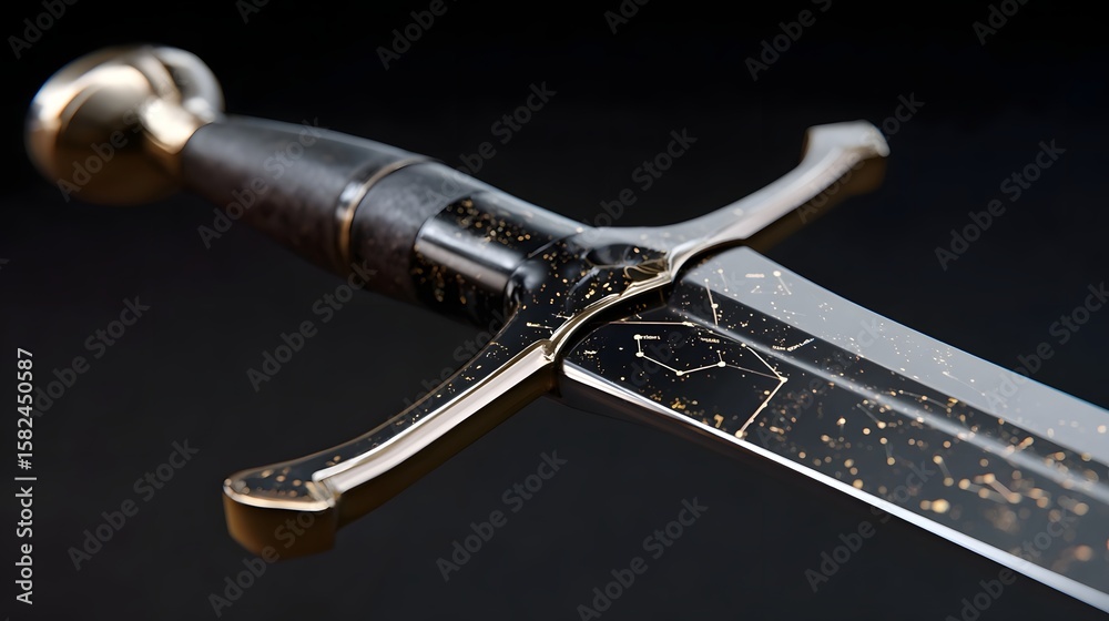 Obraz premium Ornate medieval sword with a metallic blade