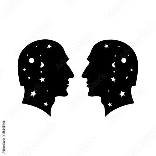 Galaxy-Filled Human Face Silhouette PNG – Double Exposure Star Profile Art with Transparent Background