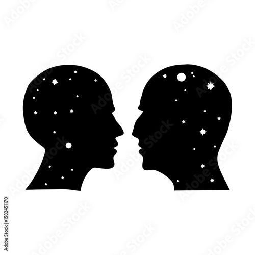 Galaxy-Filled Human Face Silhouette PNG – Double Exposure Star Profile Art with Transparent Background