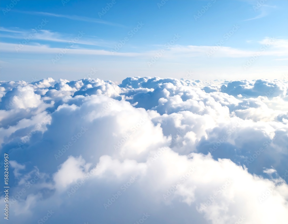 Fototapeta premium High-altitude view of fluffy white clouds against a vibrant blue sky