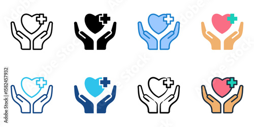 Palliative Care icon set multiple style collection 
