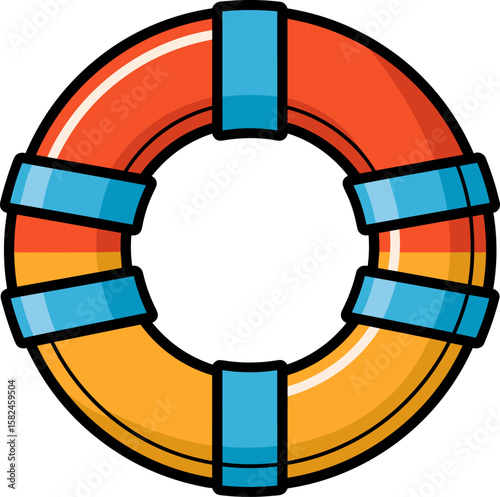 Vibrant lifebuoy: A symbol of safety and rescue for travel adventures.