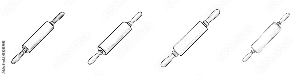Fototapeta premium Rolling Pin Sketch: Kitchen Utensil Art Illustration