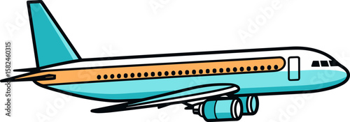 Cartoon Airplane Flying: Aviation Transport Illustration