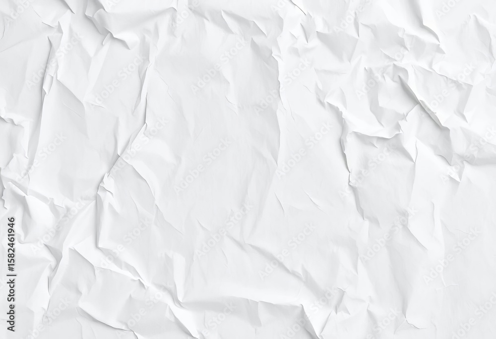 Fototapeta premium Wrinkled white tissue paper background, delicate texture, fold, aged