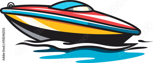 Vibrant Speedboat on Azure Waters - A Joyful Ride