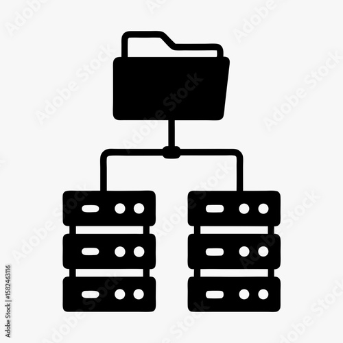 Folder Connected to Multiple Servers Icon - Data Storage Network