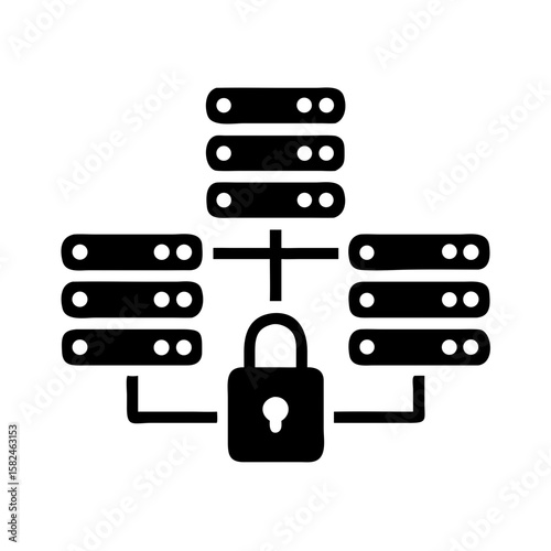 Secure Server Database Network with Padlock Icon - Data Protection