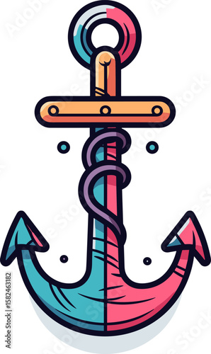 Vibrant Anchor Illustration: Nautical Symbol of Sea and Adventure