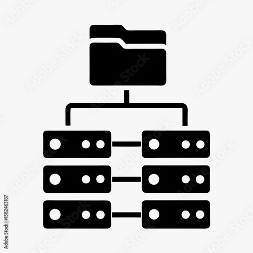 Folder Connected to Multiple Servers Icon - Data Storage Network