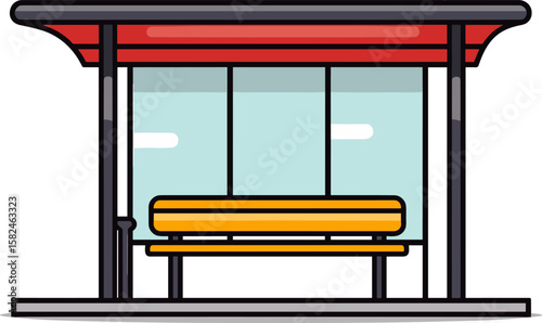 Modern Bus Stop Shelter with Bench for Public Transportation