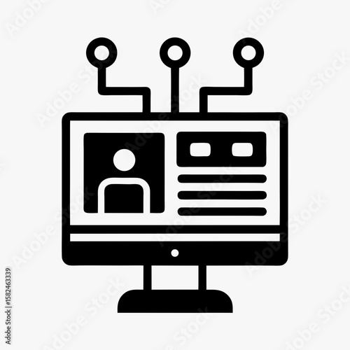 Social Network Profile on Computer Monitor Icon - Digital User Interface