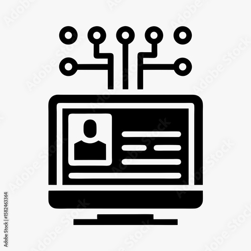 Social Network Profile on Computer Monitor Icon - Digital User Interface