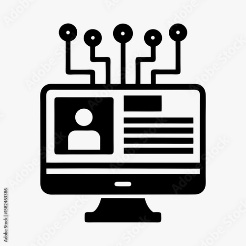 Social Network Profile on Computer Monitor Icon - Digital User Interface