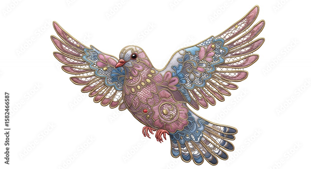 Fototapeta premium Ornate dove in flight