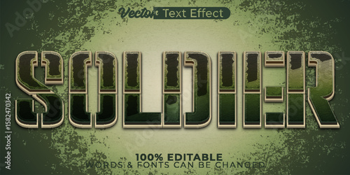 Soldier Vector Text Effect Editable Alphabet War Warrior Army Armor Military