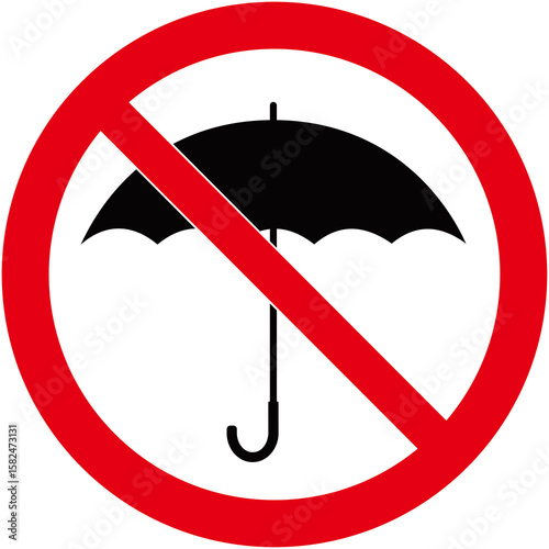 prohibition sign that means : no umbrella. Umbrella is prohibited