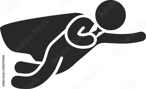 Superhero businessman icon used in leadership, success, and powerful business concept clip art.