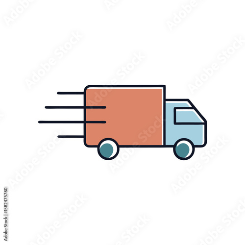 Vector art of a delivery truck is moving quickly, isolated on white background