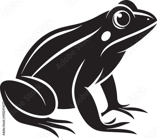 Black Frog Silhouette With White Stripes amphibian