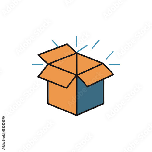Vector art of an open cardboard box is ready for delivery isolated on white background