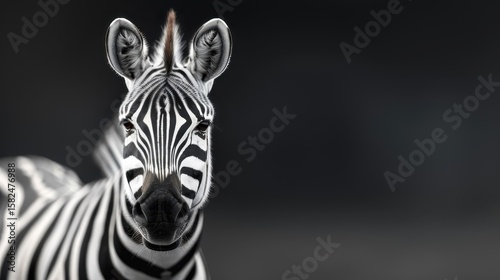 A close-up portrait of a zebra with inquisitive eyes.